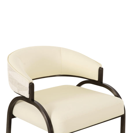 Tatum Cream 2-Tone Performance Vegan Leather and Jacquard Counter Stool - View 5