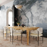 Sezanne Cream Vegan Leather and 2-Tone Jacquard Dining Chair