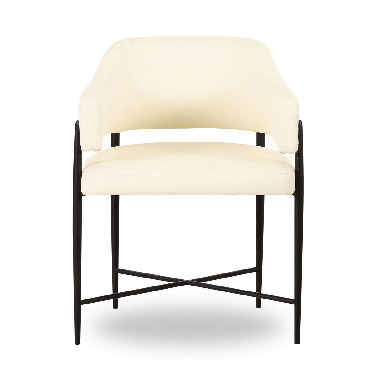 Sezanne Cream Vegan Leather and 2-Tone Jacquard Dining Chair