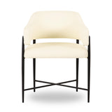 Sezanne Cream Vegan Leather and 2-Tone Jacquard Dining Chair