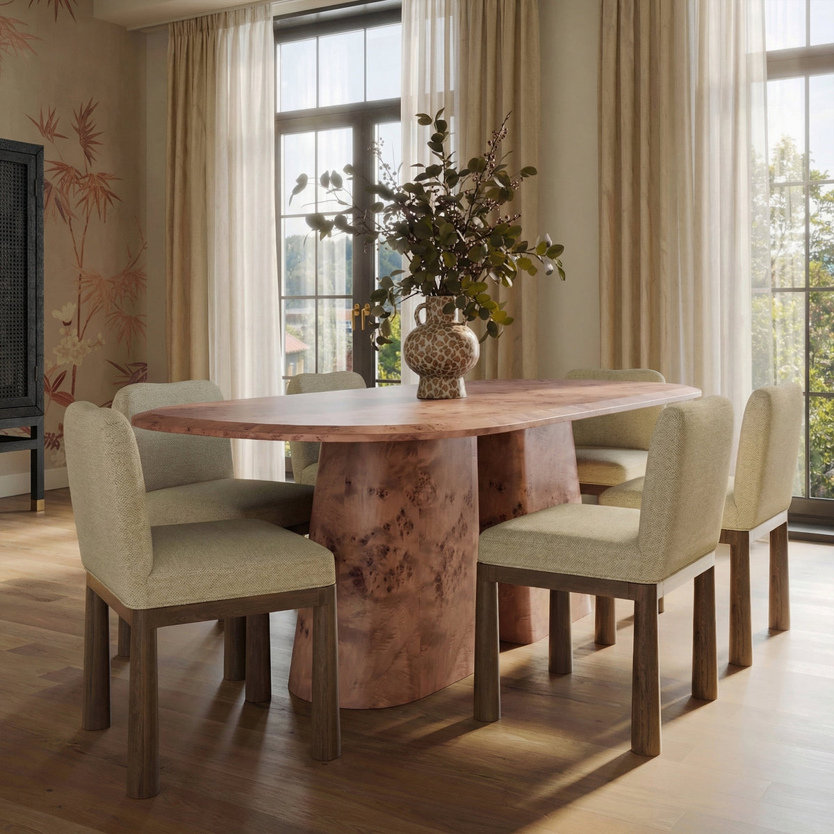 Gladyss 87" Burl Oval Dining Table - View 2