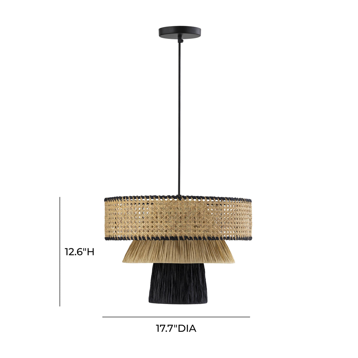 Rylie Natural & Black Raffia Pendant Lamp