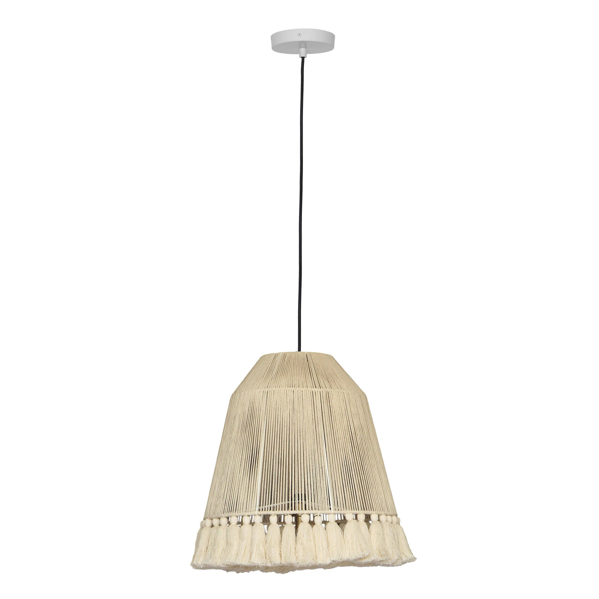 Helen White Cotton Tasseled Pendant Lamp