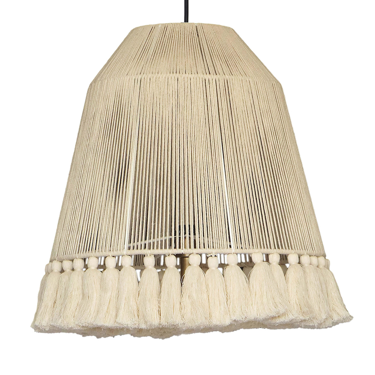 Helen White Cotton Tasseled Pendant Lamp