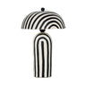 Maiori Striped Papier Mache Table Lamp front view on white background