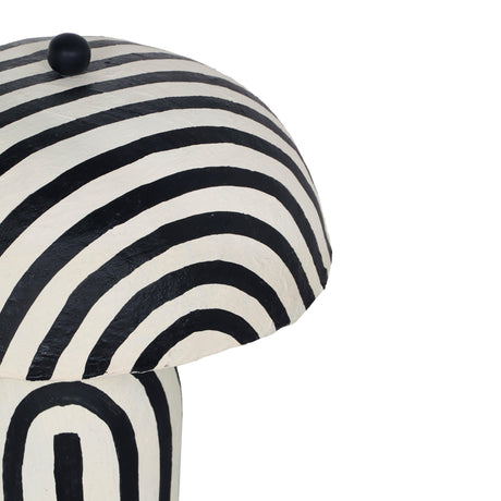 Textured paper mache finish and painted stripes on Maiori accent lamp