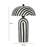 Maiori Black Striped Papier Mache Table Lamp
