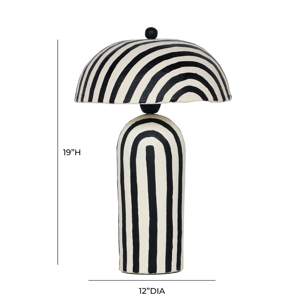 Maiori Striped Papier Mache Table Lamp with Domed Shade - Eclectic Contemporary & Accent Lighting dimensions