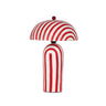 Top-down angle of domed shade on Maiori striped papier mache lamp