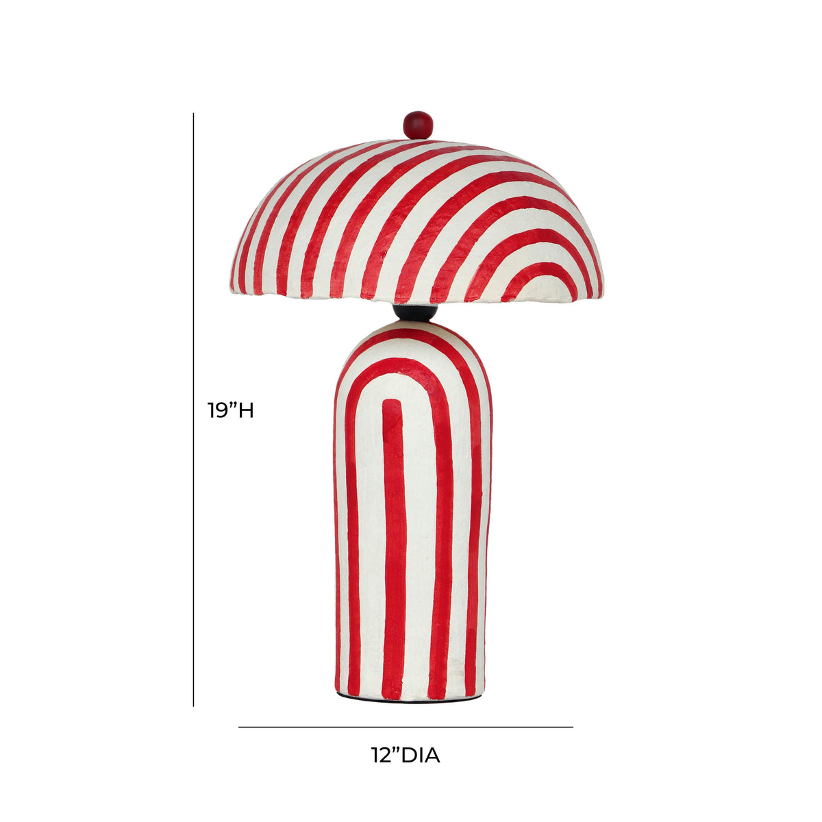 Detail shot of spherical finial atop the Maiori striped domed lamp