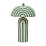 Full silhouette view of Maiori handcrafted paper mache striped table lamp