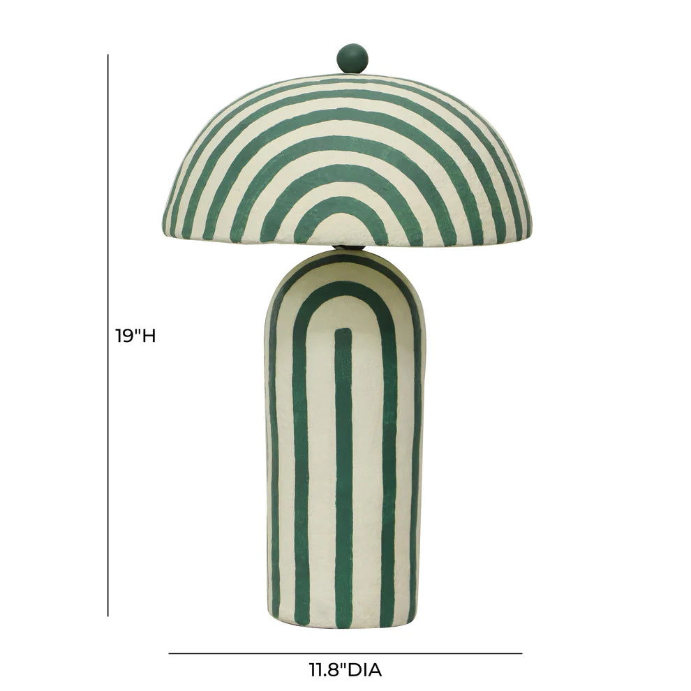 Maiori Black Striped Papier Mache Table Lamp