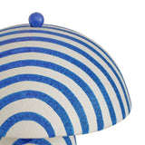 High-angle view of domed papier mache shade and circular base