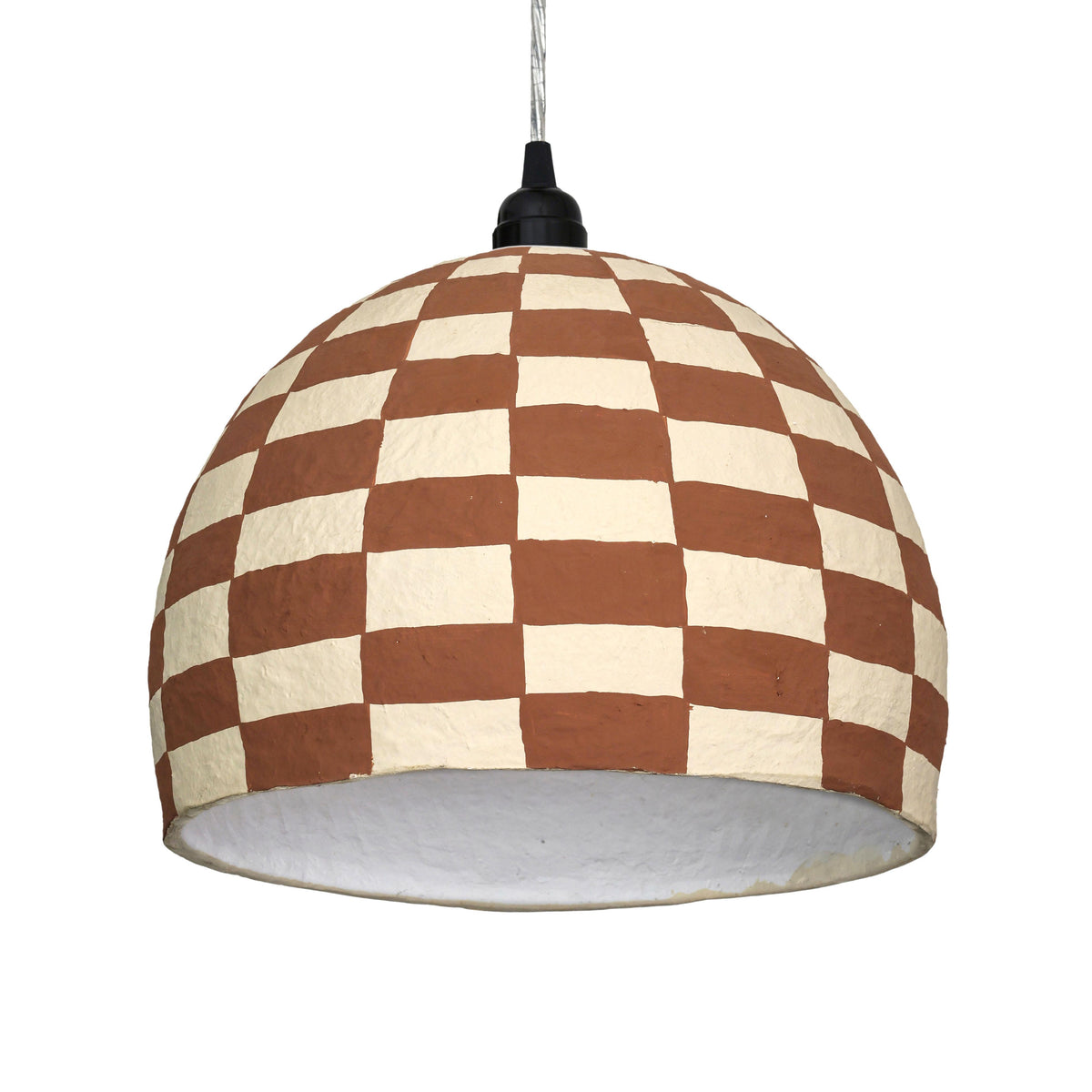 Taurus White and Terracotta Cotton Mache Pendant Lamp - View 1