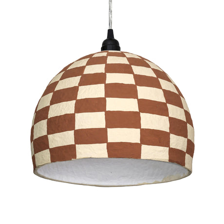 Taurus White and Terracotta Cotton Mache Pendant Lamp - View 1