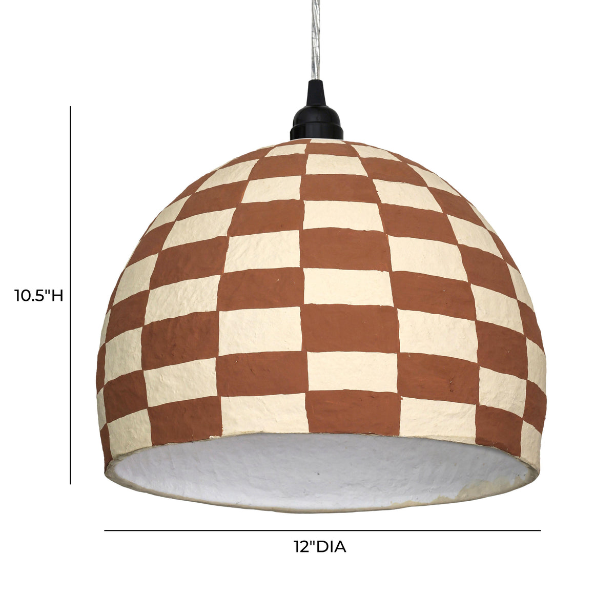 Taurus White and Terracotta Cotton Mache Pendant Lamp - View 6