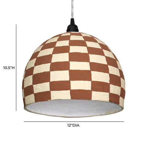 Taurus White and Terracotta Cotton Mache Pendant Lamp - View 6