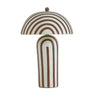 Low angle perspective highlighting sculptural proportions of Maiori table lamp