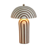 Maiori striped papier mache lamp in modern guest bedroom setting