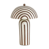 Direct front view of symmetrical stripes on Maiori domed table lamp