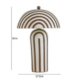 Close crop of finial and domed canopy on Maiori striped table lamp