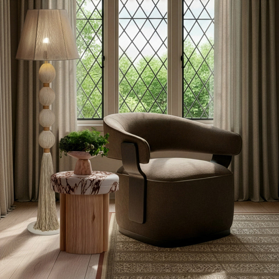 Samba White Cotton Floor Lamp