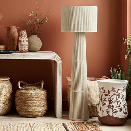 Tapered Natural Chenille Fiber Floor Lamp - View 2
