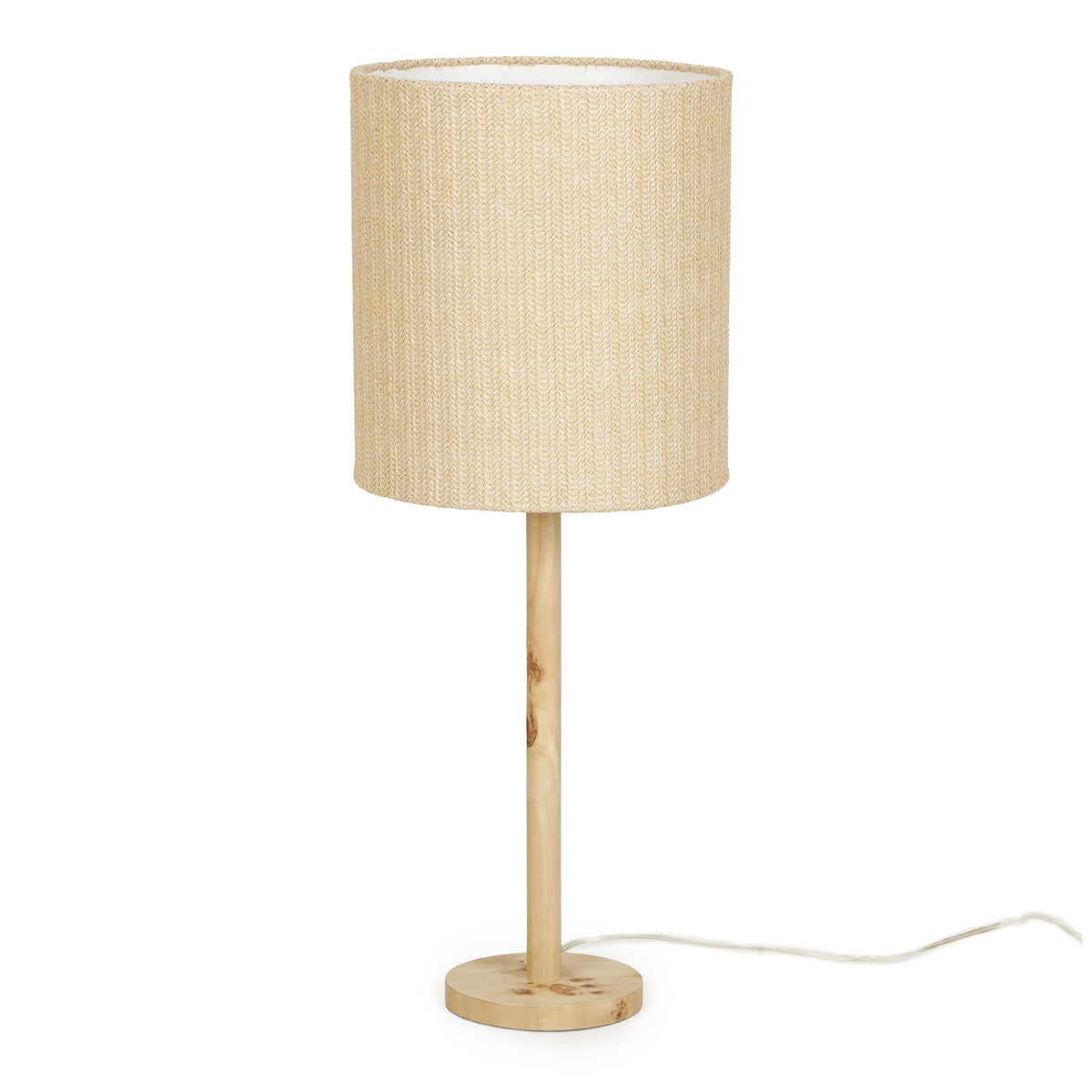 Lamia Natural Burl and Raffia Contract-Grade Table Lamp - View 3