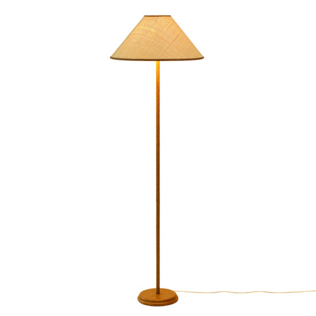 Keria Natural Vegan Leather and Raffia Contract-Grade Floor Lamp - View 4