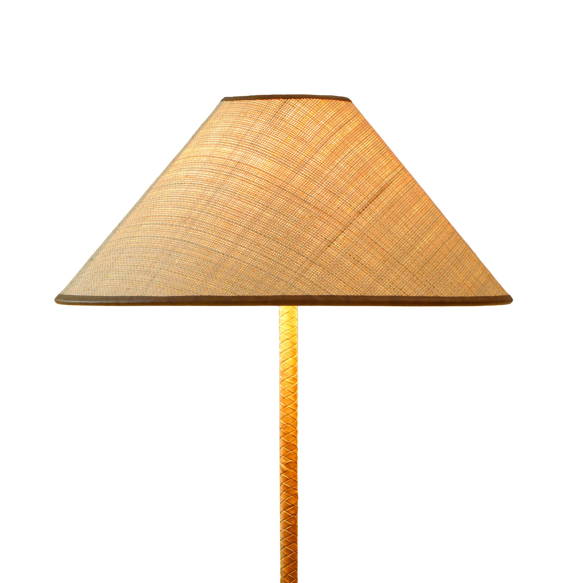 Keria Natural Vegan Leather and Raffia Contract-Grade Floor Lamp - View 5