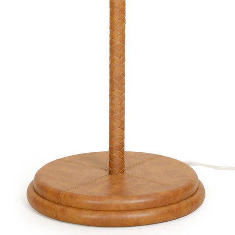 Keria Natural Vegan Leather and Raffia Contract-Grade Floor Lamp - View 7