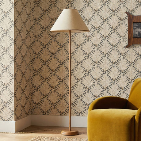 Keria Natural Vegan Leather and Raffia Contract-Grade Floor Lamp - View 2