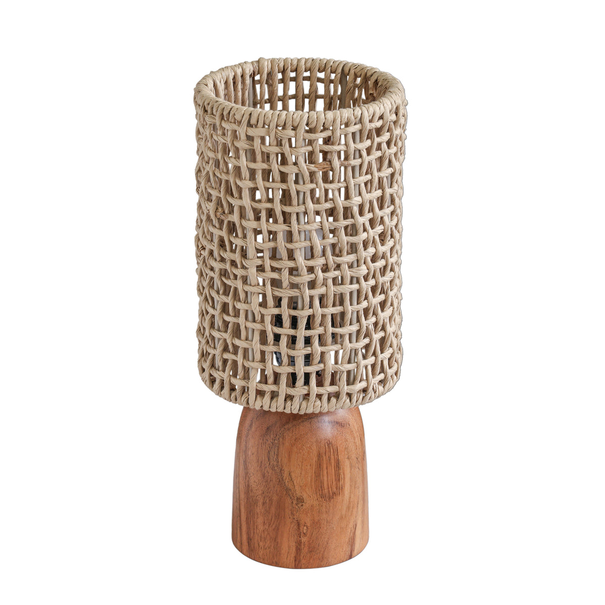 Kombu Natural Raffia and Wood Small Table Lamp - View 3