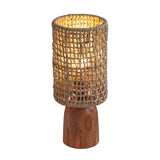 Kombu Natural Raffia and Wood Small Table Lamp - View 4