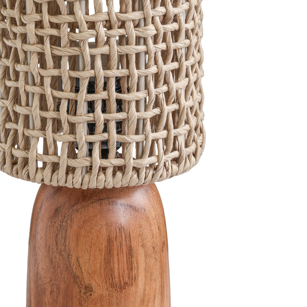 Kombu Natural Raffia and Wood Small Table Lamp - View 5