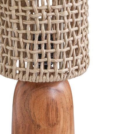 Kombu Natural Raffia and Wood Small Table Lamp - View 5