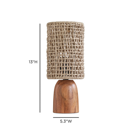 Kombu Natural Raffia and Wood Small Table Lamp - View 6