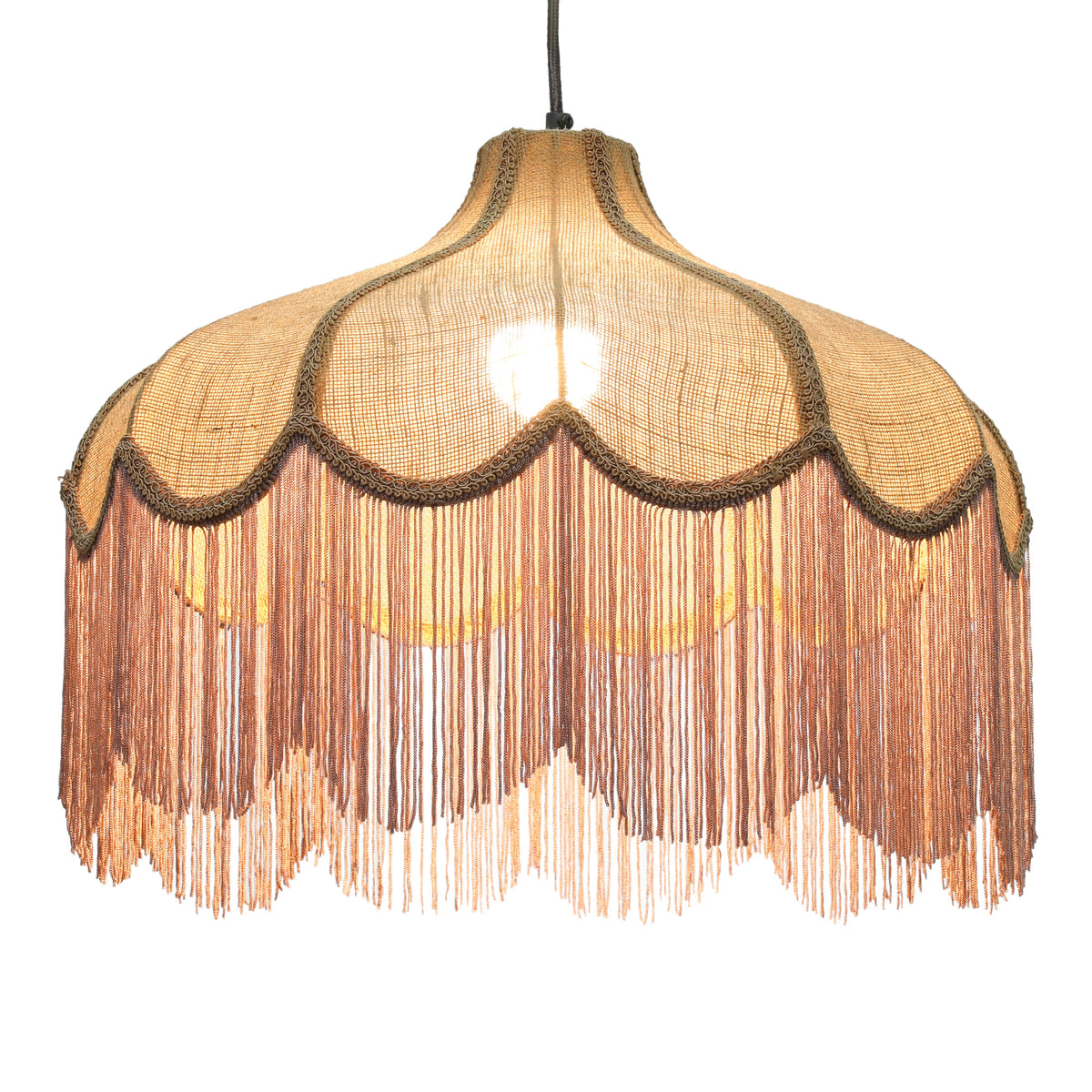 Buchanan Jute Fringed Scalloped Pendant Light - View 4
