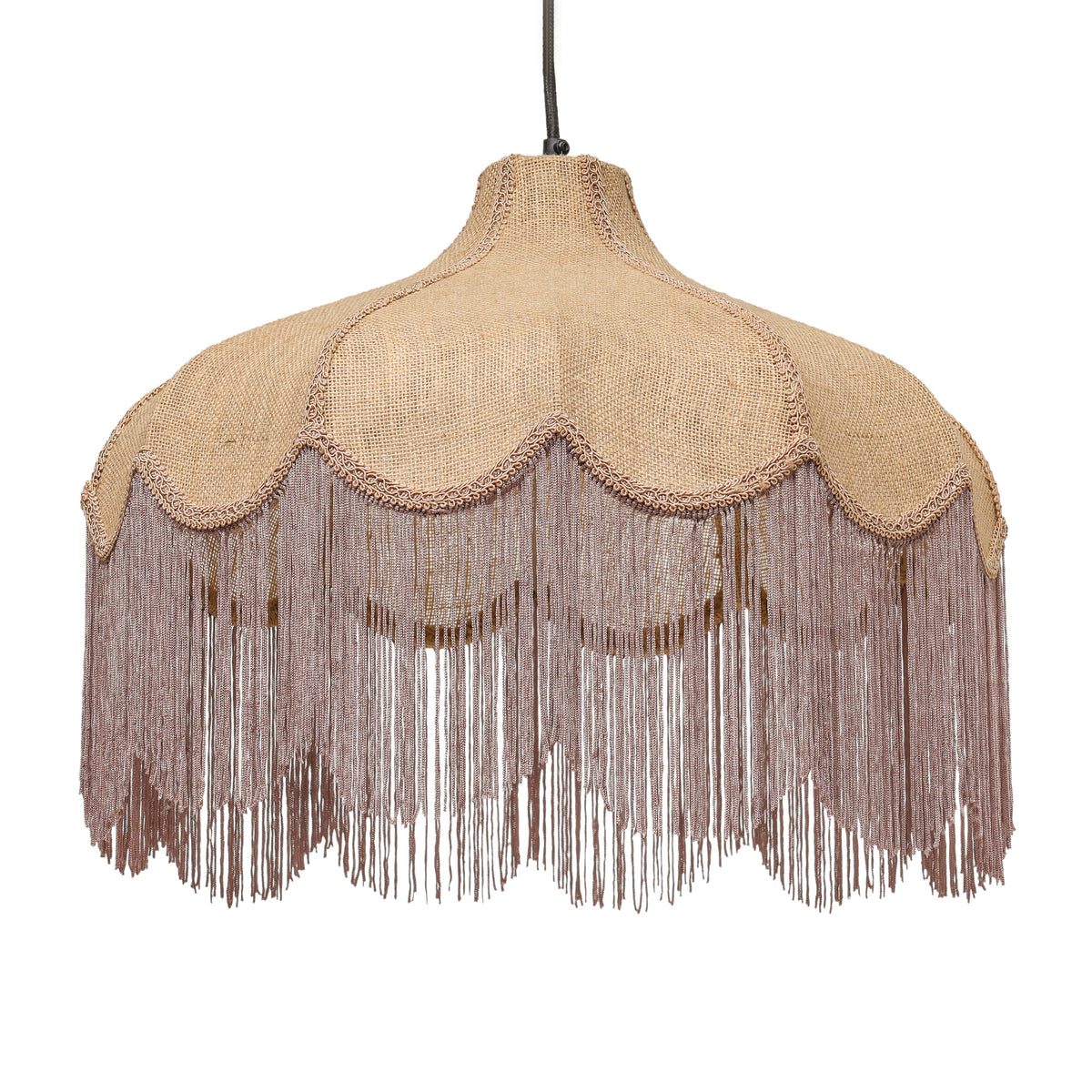 Buchanan Jute Fringed Scalloped Pendant Light - View 5