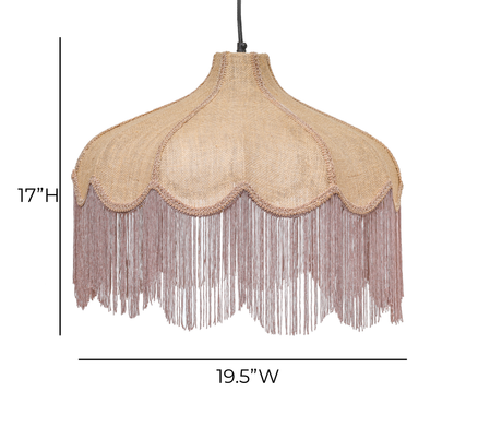 Buchanan Jute Fringed Scalloped Pendant Light - View 7