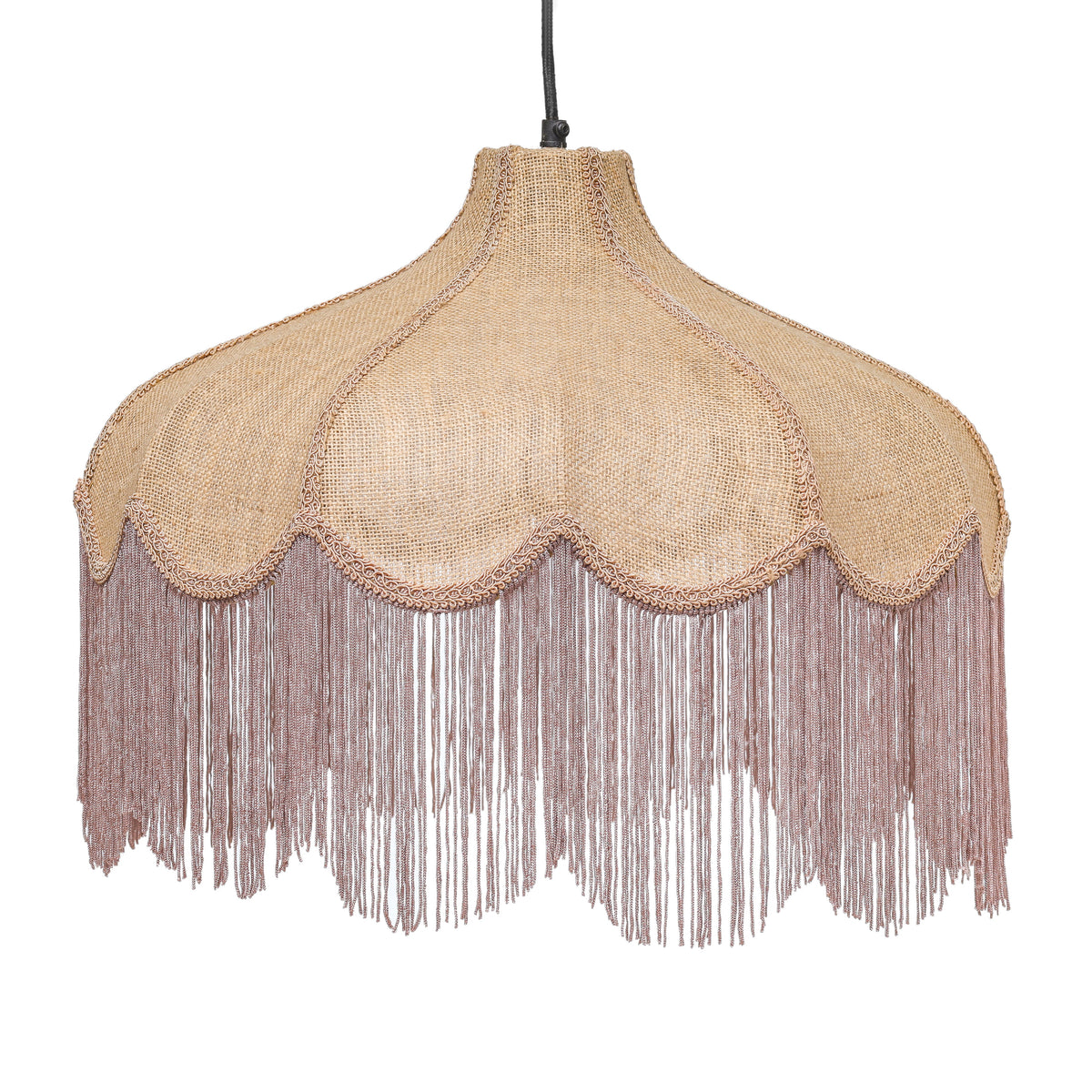 Buchanan Jute Fringed Scalloped Pendant Light - View 1