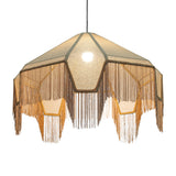 Buchanan Fabric Fringed Angled Pendant Light - View 3