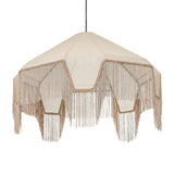 Buchanan Fabric Fringed Angled Pendant Light - View 4