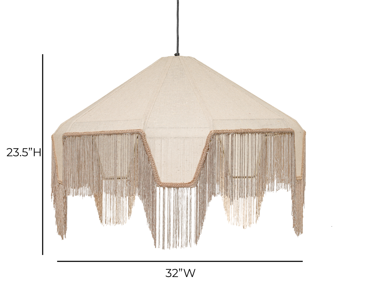 Buchanan Fabric Fringed Angled Pendant Light - View 6