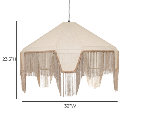 Buchanan Fabric Fringed Angled Pendant Light - View 6