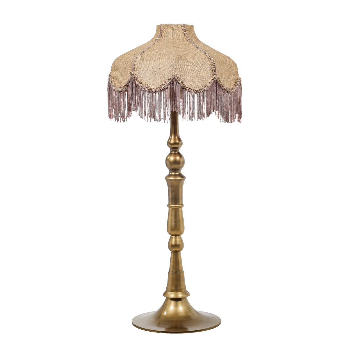 Buchanan Jute Fringed Scalloped Table Lamp - View 1