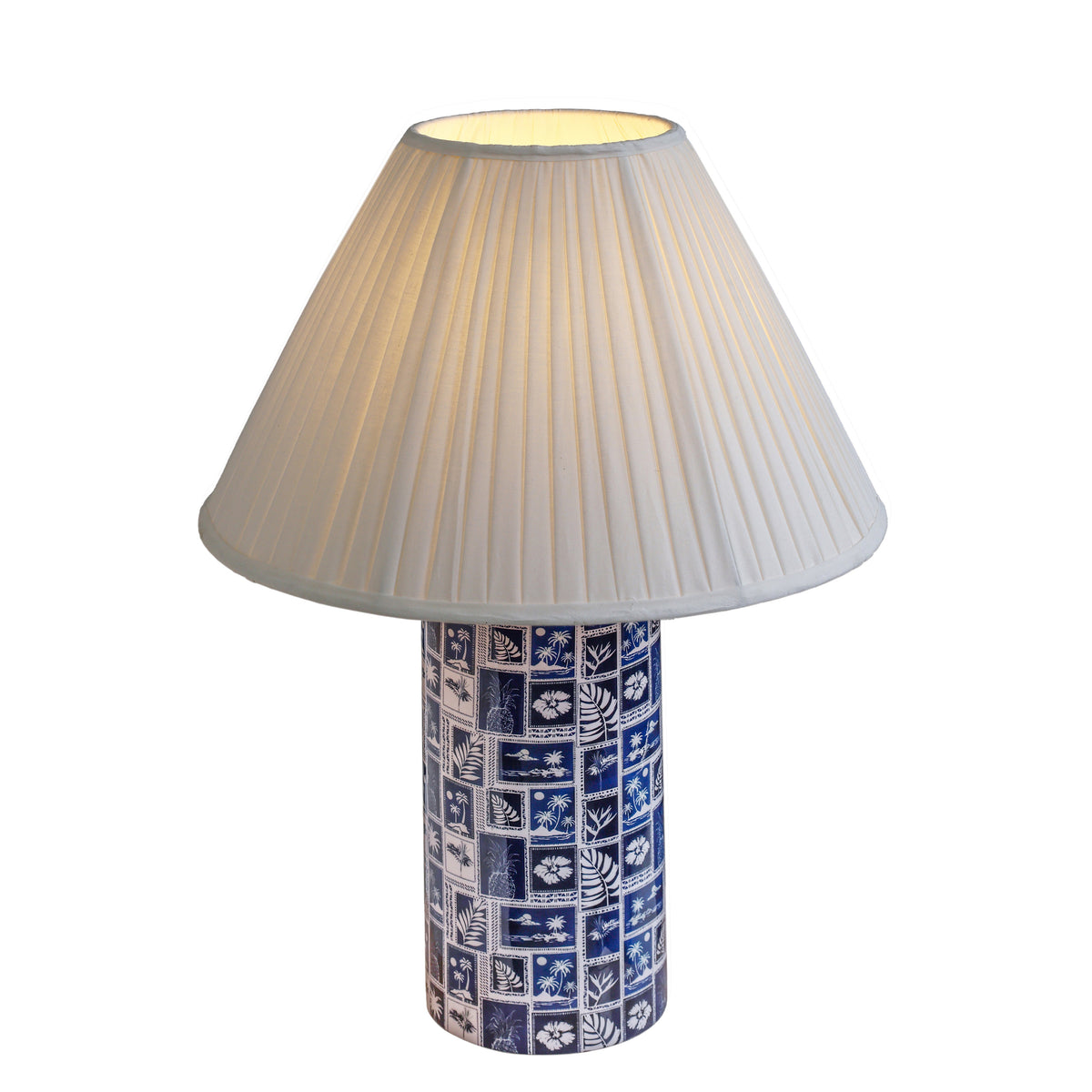 Stamp Blue Pleated Table Lamp - View 3