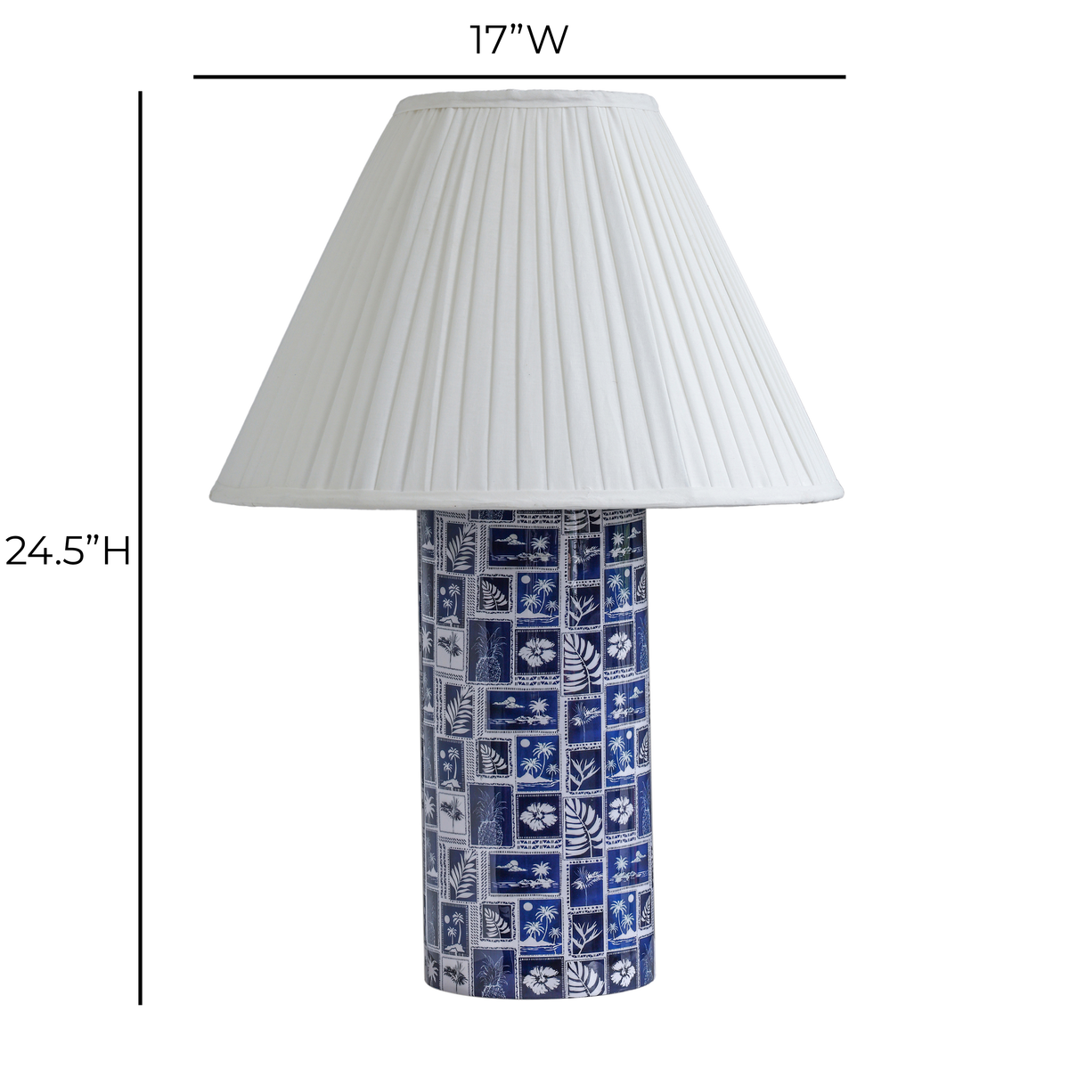Stamp Blue Pleated Table Lamp - View 6