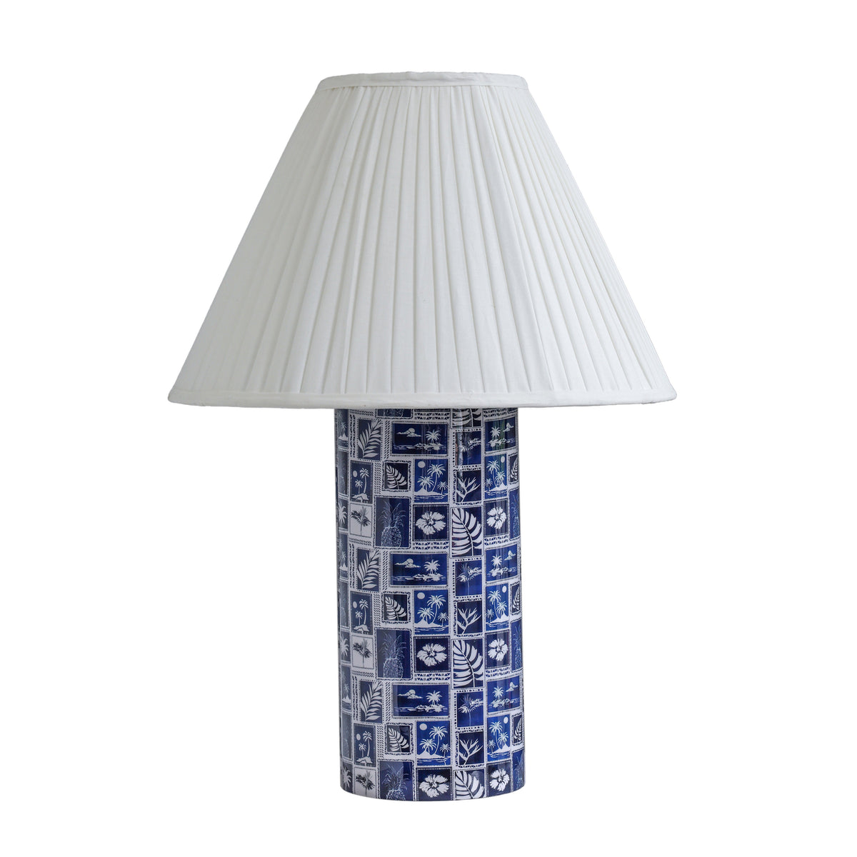 Stamp Blue Pleated Table Lamp - View 1