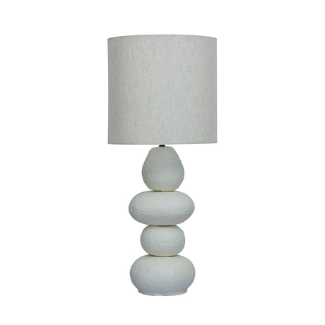 Pebble Cream Papier Mache Table Lamp - View 2